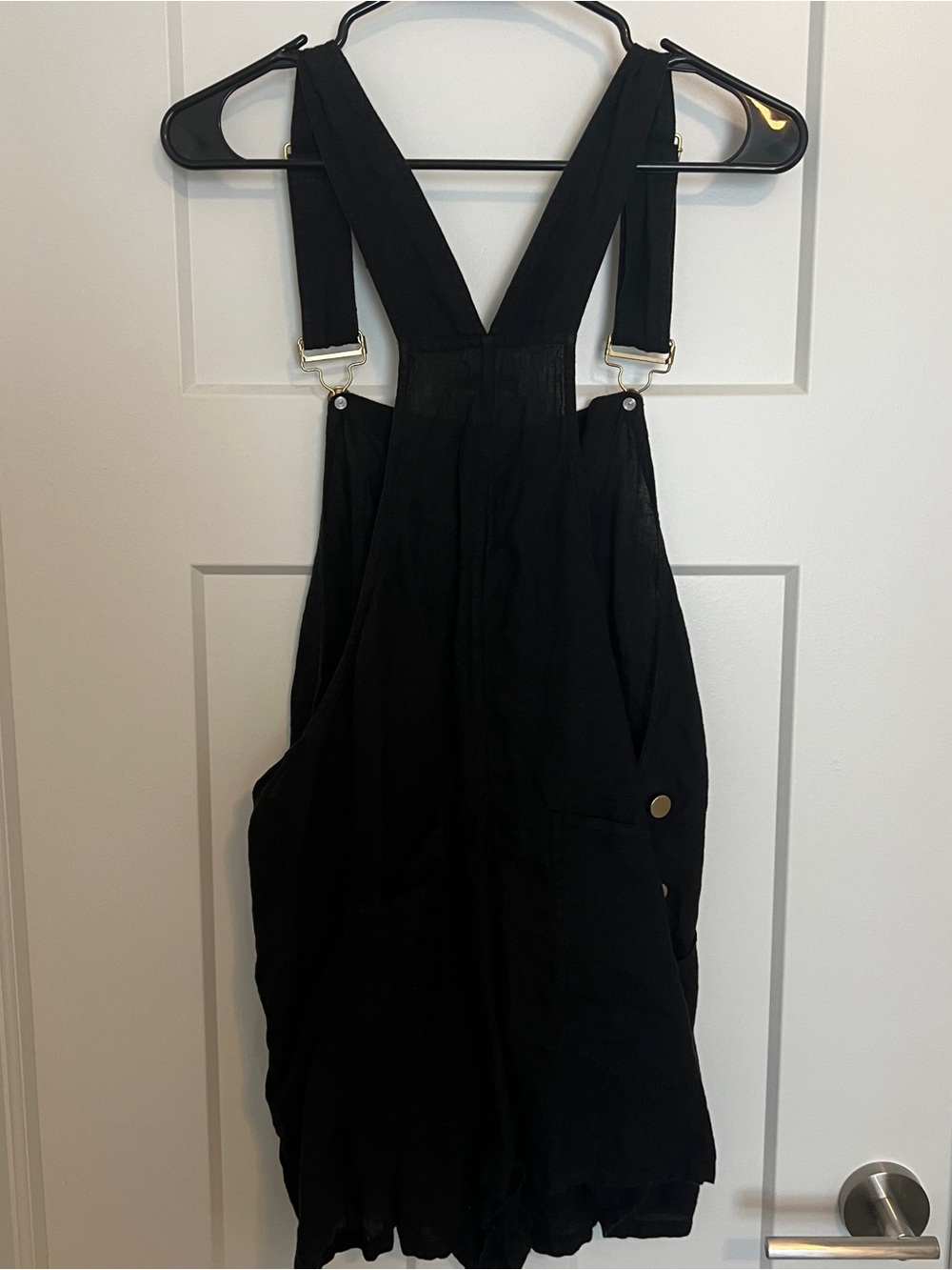 WeWoreWhat Black Women's Linen Overalls Jumpsuit size large